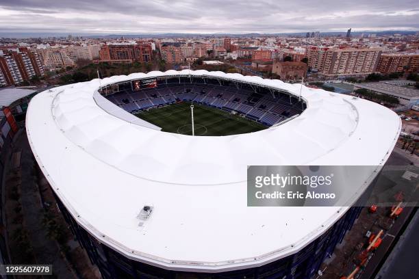 General view outside the stadium prior to the La Liga Santander match between Levante UD and SD Eibar at Ciutat de Valencia Stadium on January 10,...