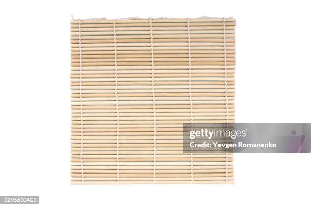 textured background with bamboo mat isolated on white background - place mat stock pictures, royalty-free photos & images