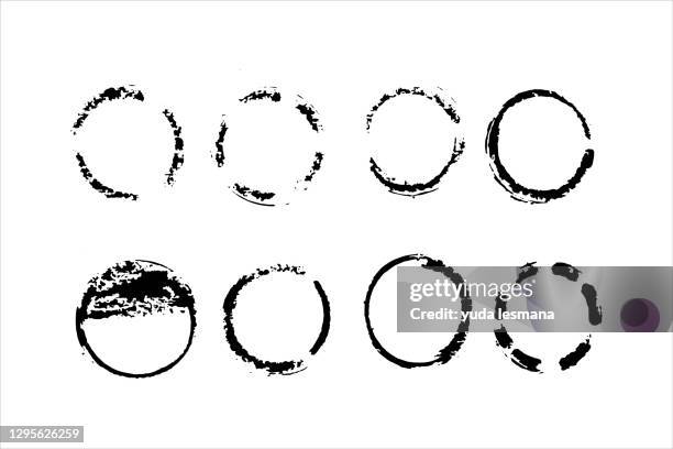 set of hand drawn sketch sketch brush strokes set. vector round circle scribble lines isolated on transparent background. - rounded-rectangles-logo stock illustrations