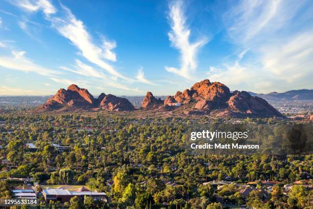 papago park phoenix as seen from camelback mountain. arizona usa - arizona stock pictures, royalty-free photos & images