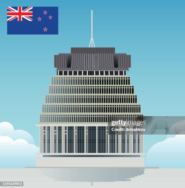 ilustraciones, imágenes clip art, dibujos animados e iconos de stock de el edificio del parlamento de la colmena - nueva zelanda - parliament building