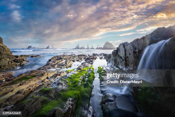 gueirua beach in asturias, spain - gijon stock pictures, royalty-free photos & images