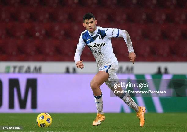 Cristian Romero of Atalanta BC during the Serie A match between Benevento Calcio and Atalanta BC at Stadio Ciro Vigorito on January 09, 2021 in...