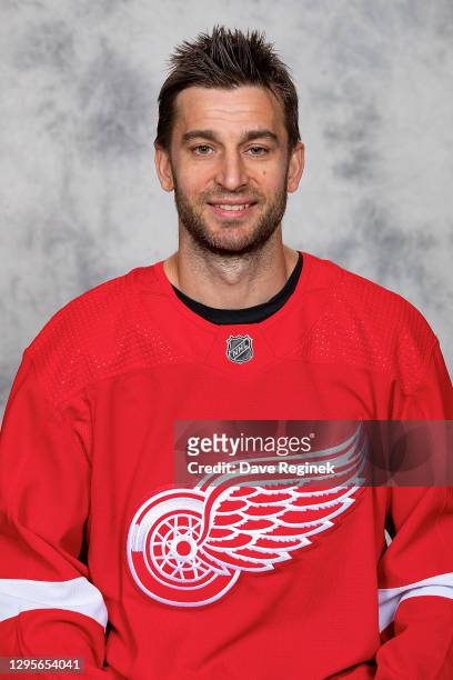 Frans Nielsen of the Detroit Red Wings poses for his official headshot for the 2020-2021 season at Center Ice Arena on September 12, 2019 in Traverse...