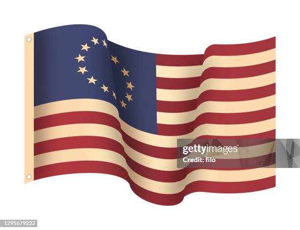 colonial united states american flag - colonial flag stock illustrations