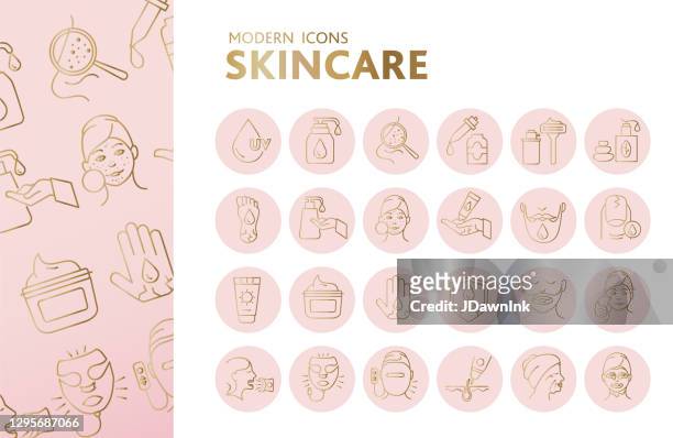 modern set of thin line icons for skincare treatments - pimple icon stock illustrations