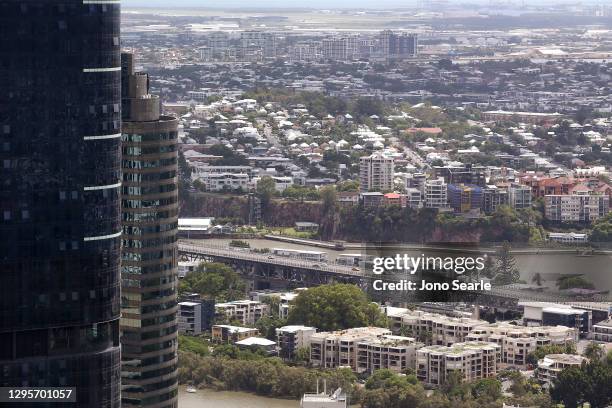 General view of Brisbane city on January 11, 2021 in Brisbane, Australia. Queensland Premier Annastacia Palaszczuk has announced Brisbane's current...