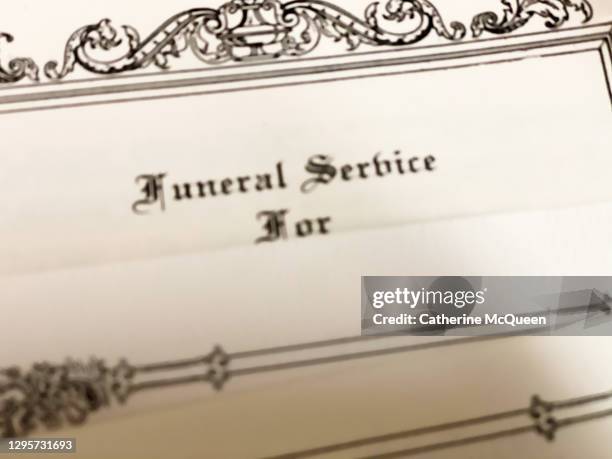 generic cover of funeral service program - funeral parlor stockfoto's en -beelden