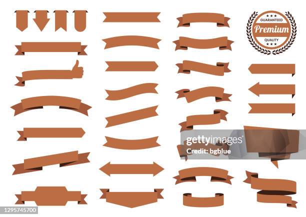 Brown Local Ribbons Set Of Brown Ribbons Banners Badges Labels Design Elements On White ...