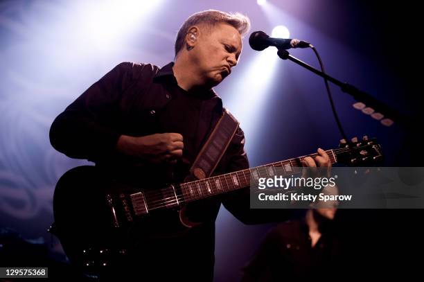 Bernard Sumner of New Order performs on stage at Le Bataclan on October 18, 2011 in Paris, France.