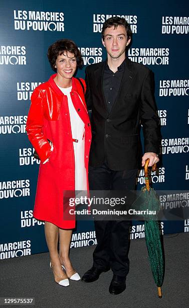 Elizabeth Bourgine and Jules attend the Paris premiere of 'The Ides of March'at Cinema UGC Normandie on October 18, 2011 in Paris, France.