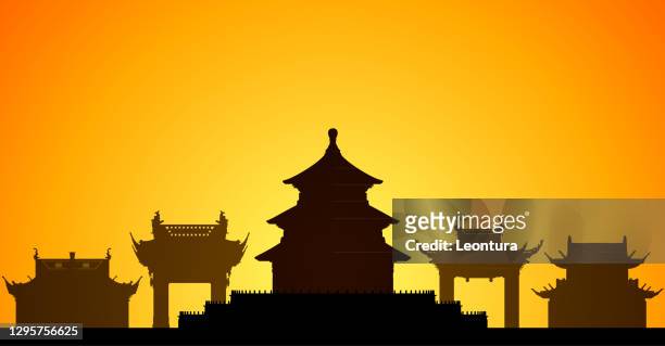 temple of heaven, beijing, china - altar stock illustrations
