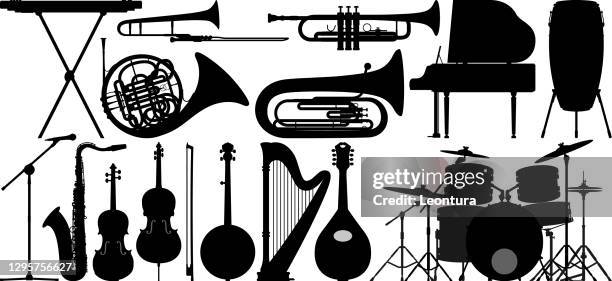 bildbanksillustrationer, clip art samt tecknat material och ikoner med musikinstrument - trombon