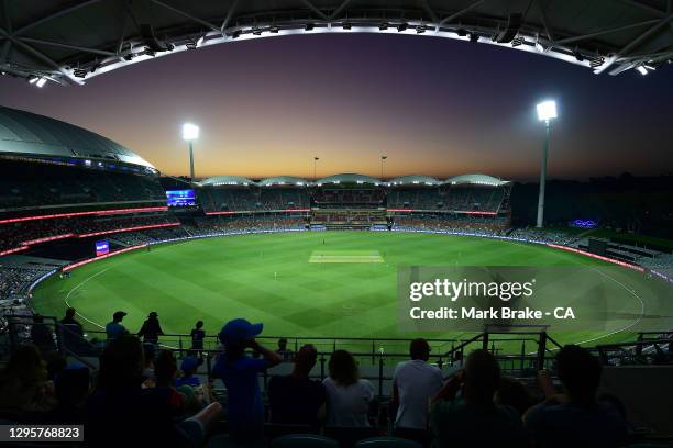 General view from the Max Basheer Stand during the Big Bash League match between the Adelaide Strikers and the Melbourne Stars at Adelaide Oval, on...