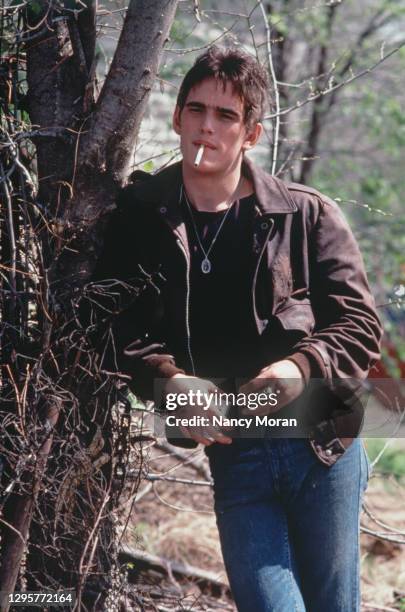 Matt Dillon on the set of "The Outsiders".