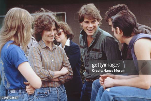 Rob Lowe on the set of "The Outsiders".