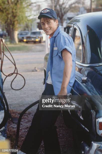 Rob Lowe on the set of "The Outsiders".