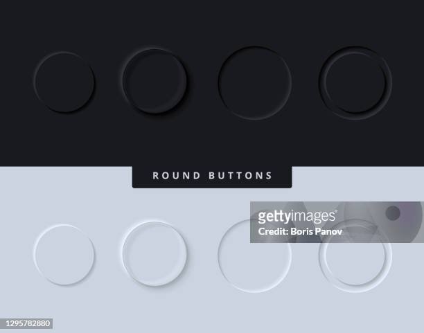 stockillustraties, clipart, cartoons en iconen met circle button icons for user interface in modern and clean skeuomorphism or neumorphism ui / ux style in light and dark mode for mobile app or website design - keypad