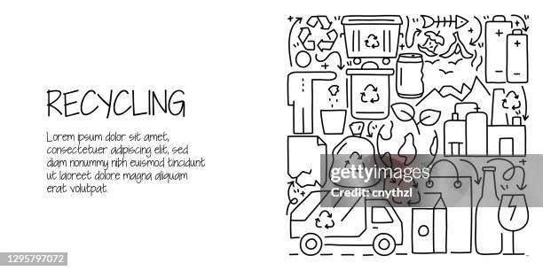 recycling and zero waste related doodle illustration. modern design vector illustration for web banner, website header etc. - plastic texture stock illustrations