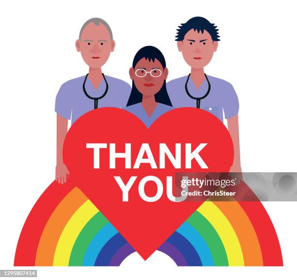 covid-19 thank you - nhs workers stock illustrations