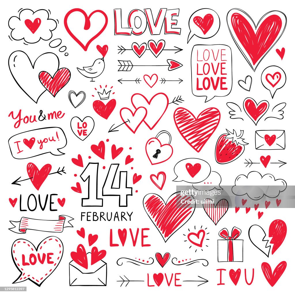 Hearts and design elements for Valentine's Day
