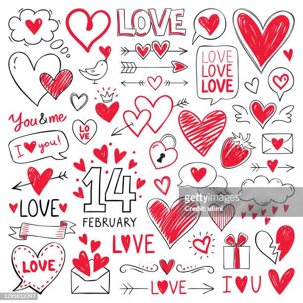 hearts and design elements for valentine's day - attached stock illustrations