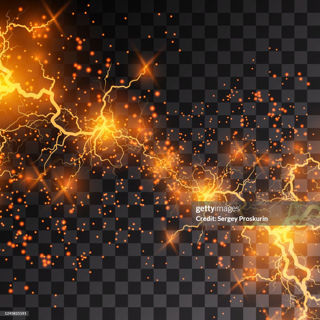 Lightning Coliding Lightning Lightning Lightning Collision Powerful Electrical Explosion ...