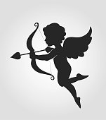Cupid icon. valentines symbol. Cupid with bow and arrow