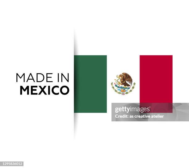 ilustrações de stock, clip art, desenhos animados e ícones de made in the mexico label, product emblem. white isolated background. - méxico bandeira