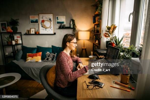 working from home. - conference call imagens e fotografias de stock