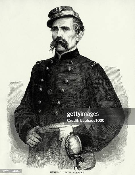 antik: general louis blenker bürgerkrieg gravur - csa stock-grafiken, -clipart, -cartoons und -symbole