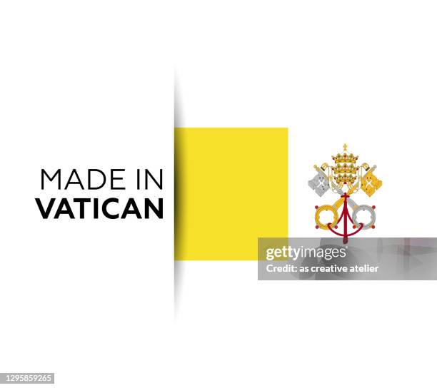 made in the vatican label, product emblem. white isolated background - vatican city flag stock illustrations