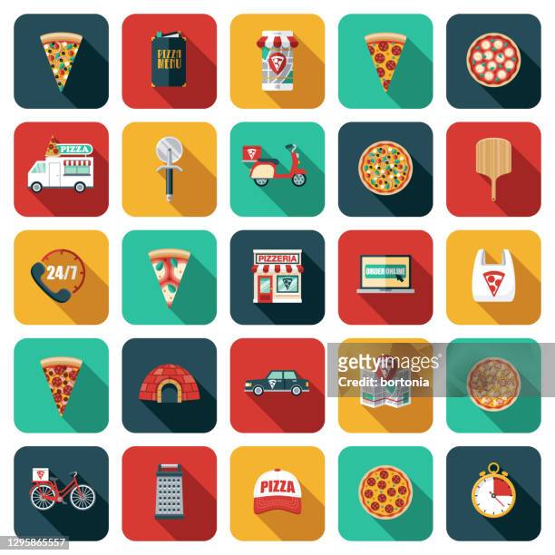 stockillustraties, clipart, cartoons en iconen met pictogram pizzabezorging - mozzarellakaas