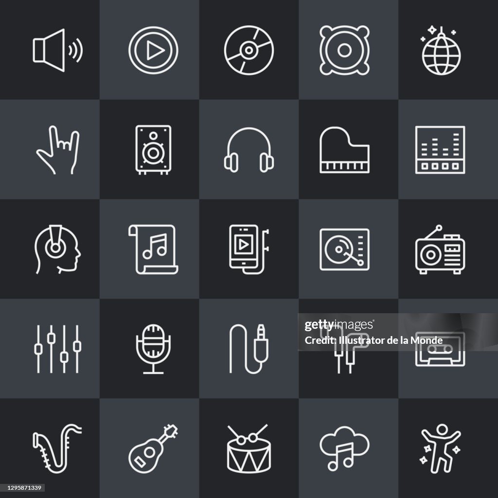 Audio and Music Thin Line Icons