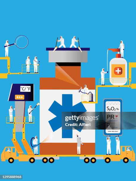 keeping vaccine safe - pulse oximeter stock illustrations