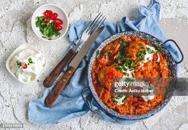 stewed cabbage with meatballs - cultura húngara fotografías e imágenes de stock