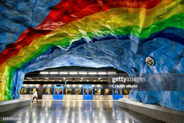 stadion metro station, stockholm - stockholm metro stock pictures, royalty-free photos & images