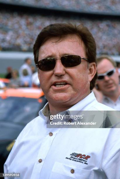 Car owner Richard Childress talks with his car's driver and crew just prior to the start of the 2003 Daytona 500 on February 16, 2003 in Daytona...