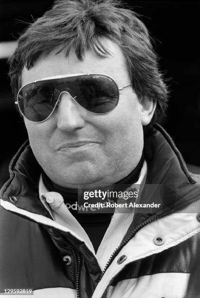 Car owner Richard Childress talks with his car's driver at the Daytona International Speedway prior to the start of the 1988 Daytona 500 on February...