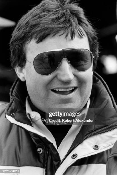 Car owner Richard Childress talks with his car's driver at the Daytona International Speedway prior to the start of the 1988 Daytona 500 on February...