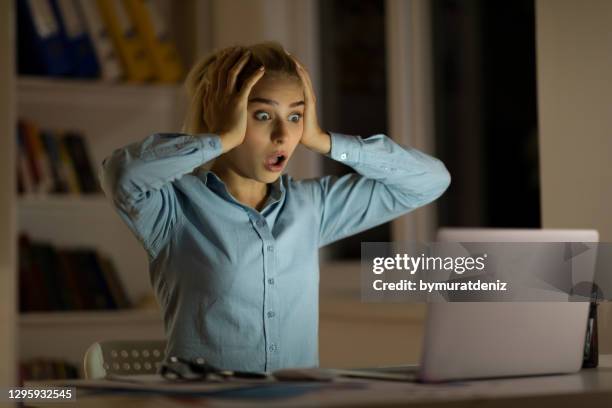 shocked woman at night - collision avoidance stock pictures, royalty-free photos & images