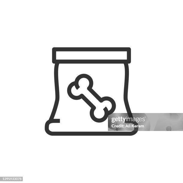 illustrazioni stock, clip art, cartoni animati e icone di tendenza di icona della linea di alimenti per animali domestici - petfood