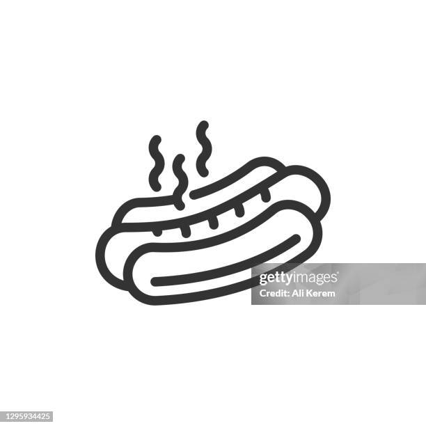 hot dog line icon - hot dog stock illustrations