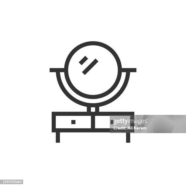 dressing table line icon - dressing table stock illustrations