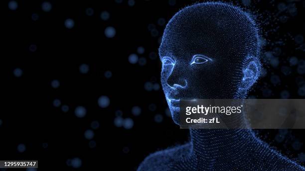 三維立體人像人工智能虛擬角色 - facial recognition technology - fotografias e filmes do acervo