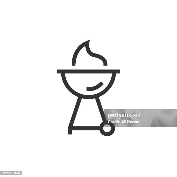 stockillustraties, clipart, cartoons en iconen met pictogram barbecuelijn - grilled