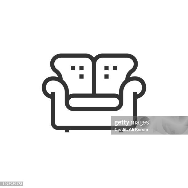 sofa line icon - empty bed stock illustrations