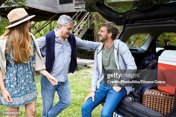 happy family talking with each other - father in law stock pictures, royalty-free photos & images