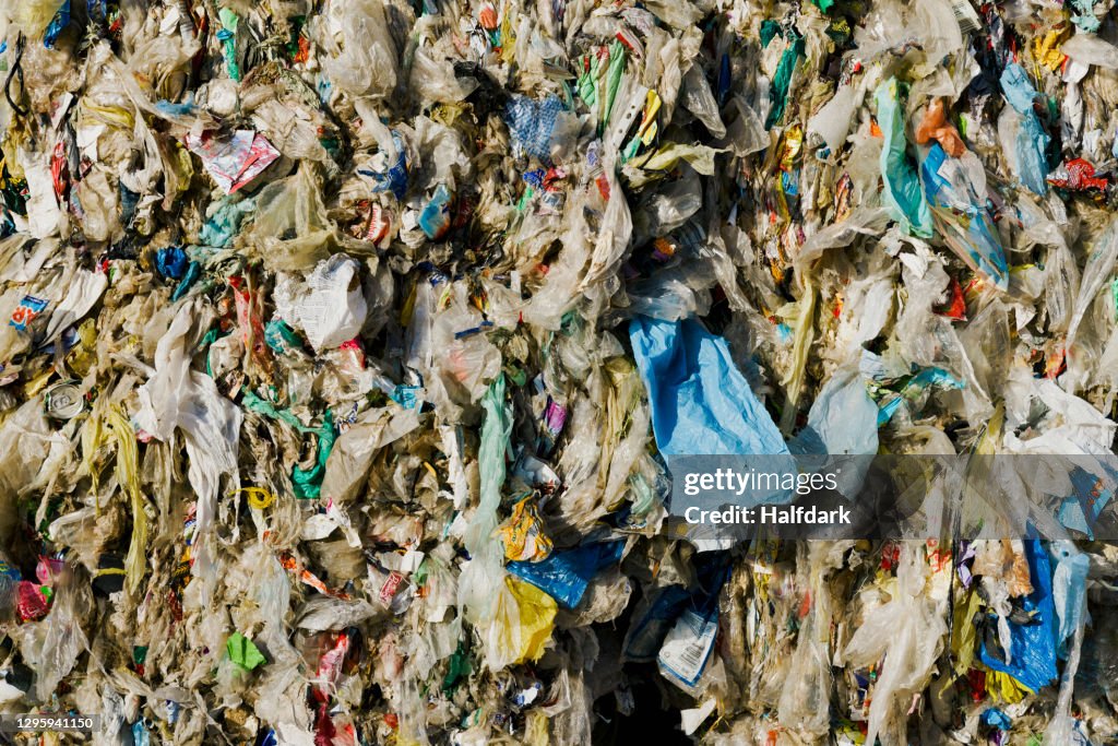 Close Up Compressed Bundle Of Plastic Recycling High-Res Stock Photo ...