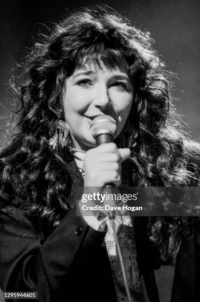 Musician Kate Bush performing on stage at the Secret Policeman's Ball, in aid of Amnesty International, at London Palladium, March 1987
